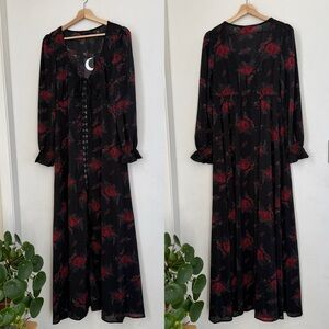 Killstar Hail Pandora Maxi Dress floral rose skull XL black red